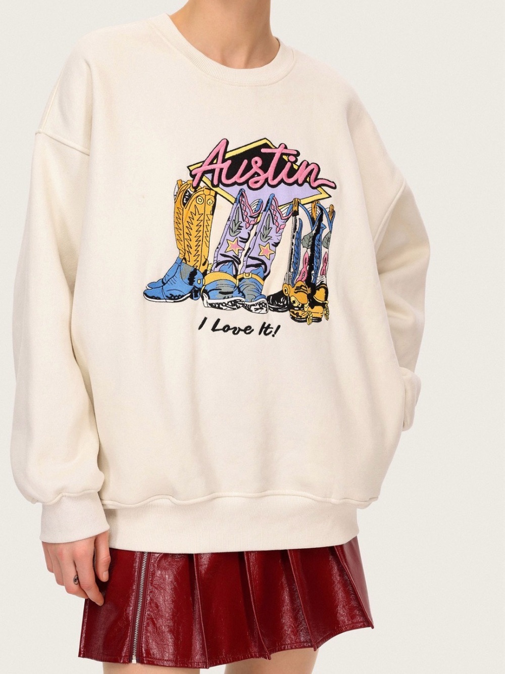 Brandy Melville Oversized Austin Cream Pullover Sweatshirt